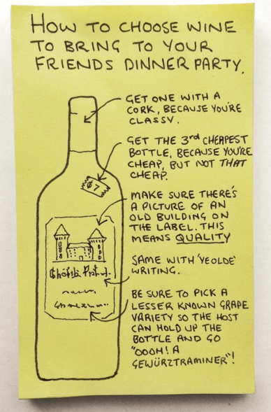 wine selection cartoon