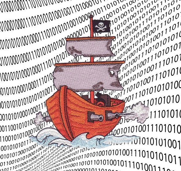 pirate ship binary code background