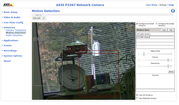 Axis Camera Motion Detection