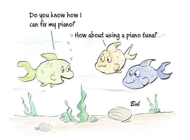 Cartoon piano tuna