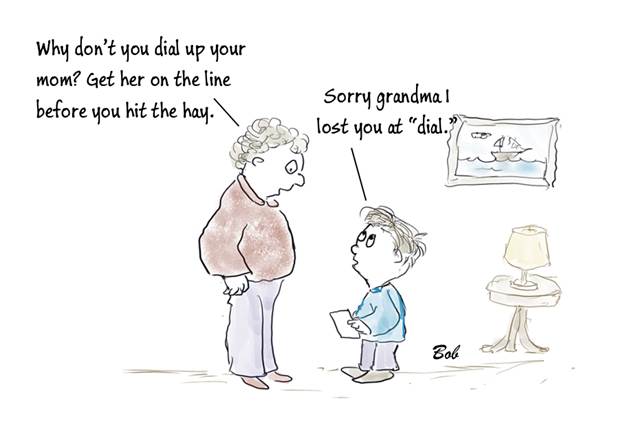 Cartoon Grandma and Dial