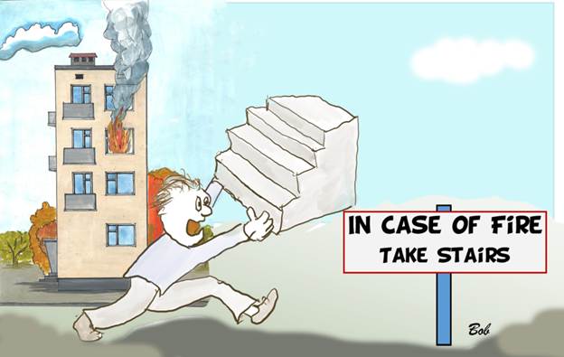 Cartoon: Take Stairs if Fire